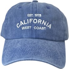Ceeldu Vintage Görünümlü Unisex Lüks Yıkamalı Nakışlı Şapka - Mavi