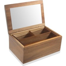 Teknotrust Şık Kahverengi Aynalı Makyaj Kutusu 23x15x10 cm
