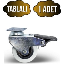 Düz Tabla Frenli Lüks Masa Tekeri Sehpa Tekeri(Frenli)(Krom - Gri)(7cm)(Teker ÖLÇÜ:50X20MM)