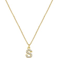 Gimora Harf Kolye Taşlı S Harf Gümüş Kolye