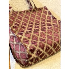 Bordo Motif Desenli Plaj Çantası
