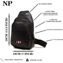 Newish Deri Kulaklık Çıkışlı Bodybag Göğüs ve Omuz Çantası new130 - Siyah