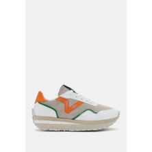 Be Style Lessa Kadın Beyaz Turuncu Gerçek Süet Deri Sneaker