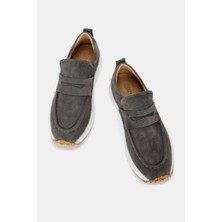 Be Style Troy Unisex Koyu Gri Gerçek Süet Deri Sneaker