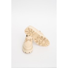 Be Style Devine Kadın Bej Gerçek Deri Kadın Loafer