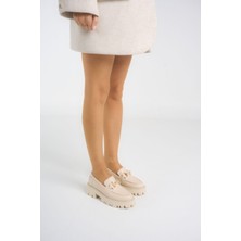 Be Style Devine Kadın Bej Gerçek Deri Kadın Loafer