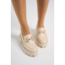 Be Style Devine Kadın Bej Gerçek Deri Kadın Loafer