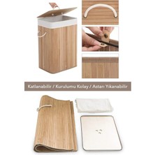 Trade Bazaar Oval Banyo Doğal Bambu Renkli Beyaz Çamaşır Kirli Sepeti - Oyuncak Sepeti