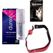 Durex Intense Kadın Uyarıcılı Jel + Kırmızı Deri Ağız Topu + Hediye