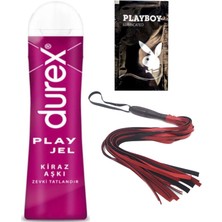 Durex Kiraz Aşkı 50 ml Jel + Kırmızı Püsküllü Deri Kırbaç + Hediye