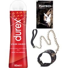 Durex Çilek Hazzı 50 ml Jel + Siyah Deri Tasma + Hediye