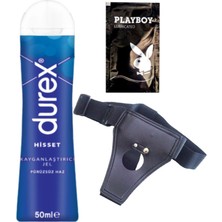Durex Hisset Pürüzsüz Hazlar 50 ml Jel + Siyah Deri Strap-On Kemeri + Hediye