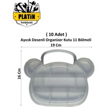 Teknotrust Turuncu Ayıcık Desenli 11 Bölmeli Şeffaf Organizer Kutu, 10 Adet Set