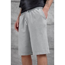 Gri Yıkamalı Oversize Şort