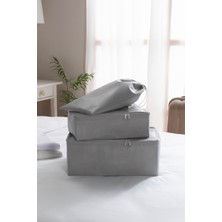 Ocean Home Textile 3'lü Gri Valiz Düzenleyici Bavul İçi Organizer Set, Seyahat Hurcu