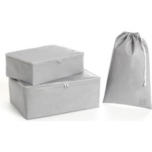 Ocean Home Textile 3'lü Gri Valiz Düzenleyici Bavul İçi Organizer Set, Seyahat Hurcu
