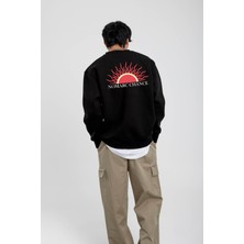 Siyah Güneş Baskılı Sweatshirt