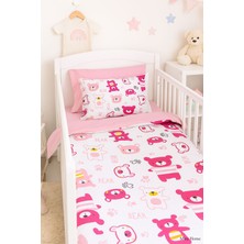 Mira Home Dijital Baskılı 3D Pamuklu Yenidoğan Bebek Nevresim Takımı Bear Toy Pink