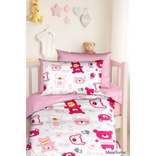 Mira Home Dijital Baskılı 3D Pamuklu Yenidoğan Bebek Nevresim Takımı Bear Toy Pink