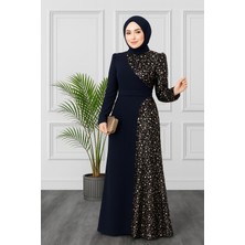 Pullu Tesettür Balık Abiye Elbise 2777