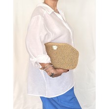 Iris Burslu Astarlı Simli Kağıt Ip Çanta , Hasır Örgü Clutch, El Çantası, Portföy, Kadın Çanta