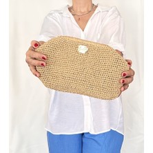 Iris Burslu Astarlı Simli Kağıt Ip Çanta , Hasır Örgü Clutch, El Çantası, Portföy, Kadın Çanta