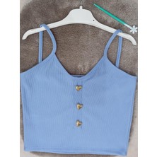 Is Kadın Ince Askılı Kalp Aksesuarlı Crop Body Atlet Büstiyer