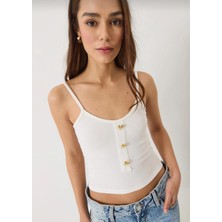 Is Kadın Ince Askılı Kalp Aksesuarlı Crop Body Atlet Büstiyer