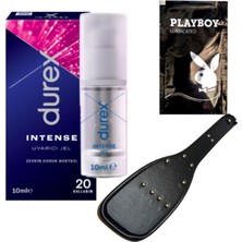 Durex Intense Kadın Uyarıcılı Jel + Siyah Deri Şaplak + Hediye