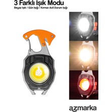 Azmarka Keychain Çok Fonksiyonlu Deprem & Kamp Feneri – Çakmak, Tornavida, Anahtarlıklı, Cam Kırıcı & Kemer Kesici