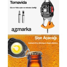 Azmarka Keychain Çok Fonksiyonlu Deprem & Kamp Feneri – Çakmak, Tornavida, Anahtarlıklı, Cam Kırıcı & Kemer Kesici