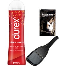 Durex Çilek 50 ml Jel + Siyah Deri Şaplak + Ply Jel