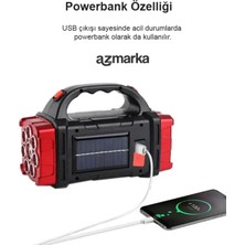 Azmarka HB-1678 Güneş Enerjili Çok Fonksiyonlu Şarjlı LED Deprem & Kamp Feneri – Suya Dayanıklı, Powerbank Özellikli