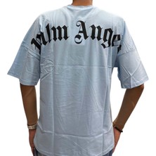 Erkek Açık Mavi Oversize Düşük Kısa Kollu Pamuklu Tişört Ety-Plma