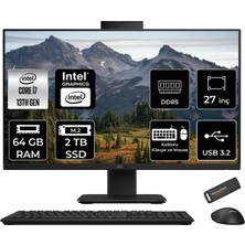 Asus V470 Intel Core I7 13620H 64GB 2tb SSD 27" Fhd 100Hz Freedos All In One Bilgisayar & Per4 USB Bellek V470I716512B0DP334