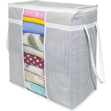 (3 Adet) Alas Pencereli Saklama Çantası Çizgili Çok Amaçlı 50X45X30 cm