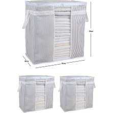 (2 Adet) Alas Pencereli Saklama Çantası Çizgili Çok Amaçlı 50X45X30 cm