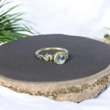 Akuamarin Gümüş Yüzük Deniz Atı Figürlü