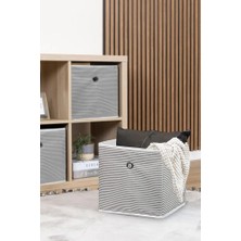 (5 Adet) Alas Raf Organizer Kutu Seti (30*30*30 Cm) Yeni Sezon Nano Teknoloji Su Geçirmez Kumaş Gri