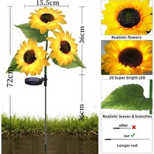 Solar Bahçe Işıkları Güneş Enerjili Ayçiçeği LED Aydınlatma 3 Yapraklı,solar Sunflower Lights(2 Adet)