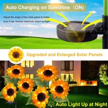 Solar Bahçe Işıkları Güneş Enerjili Ayçiçeği LED Aydınlatma 3 Yapraklı,solar Sunflower Lights(2 Adet)