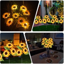 Solar Bahçe Işıkları Güneş Enerjili Ayçiçeği LED Aydınlatma 3 Yapraklı,solar Sunflower Lights(2 Adet)