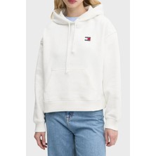 Tommy Jeans % 100 Pamuk Relaxed Fit Kapüşonlu Sweat Bayan Sweat DW0DW19414 Ybl