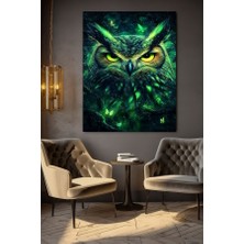 Özkacar Group Sanatsa Lyeşil Baykuş Kanvas Tablo Ev Duvar Salon Ofis Dükkan Hediyelik Dekarasyon Süsü