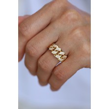 14 Ayar Altın Taşlı Gurmet Zincir Yüzük