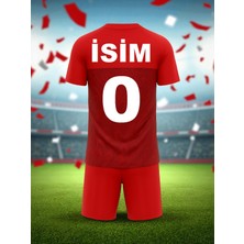 Bite Nose Özel Tasarım Isme Özel Yazdırmalı Türkiye Kırmızı Çocuk Milli Takım Forma Tişört ve Short Takımı