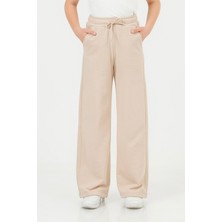 Kız Çocuk Geniş Paça Okul Pantolonu Beli Lastikli Spor Eşofman Altı