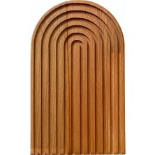 Ahşap Oymalı Yarım Gökkuşağı Dekoratif Sunum Tepsisi | Sunumluk Koyu Renk 23X14CM