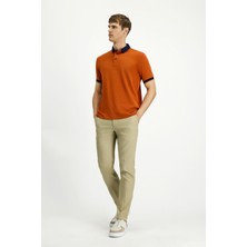 Polo Yaka Regular Fit Desenli Pamuklu Tişört