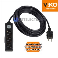 Multi-Let | Üçlü 10 Metre Anahtarlı Topraklı Çocuk Korumalı Grup Priz - 3'lü, 10 M, Siyah 3x1.5 Ttr (Tam Bakır) Kablolu